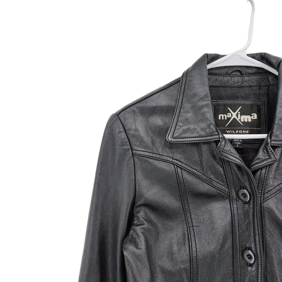 Maxima Wilsons Women's 100% Leather Button Front Moto Jacket Bikercore- S - Picture 2 of 7